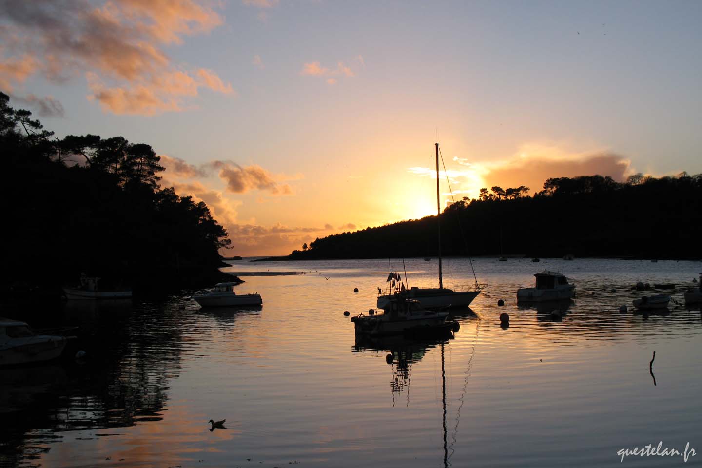 Coucher de soleil sur la ria du Bélon